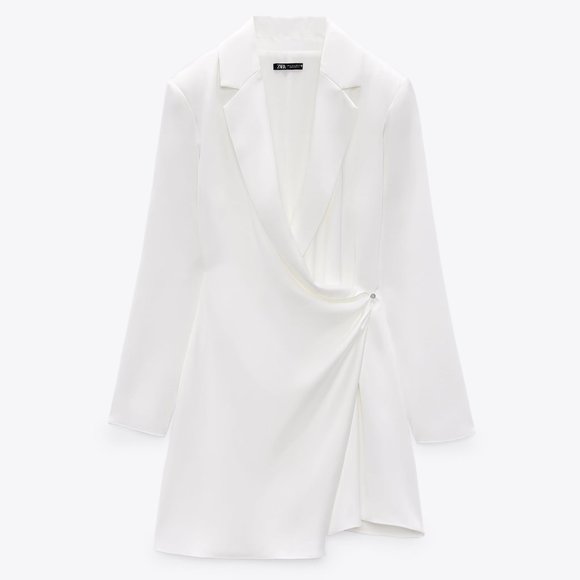 Brand New ZARA Satin Effect Shoulder Pad Dress - Picture 2 of 4